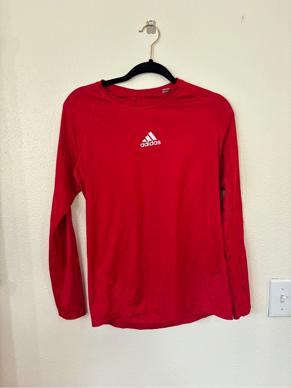 adidas Red Long Sleeve Athletic Top with White Logo